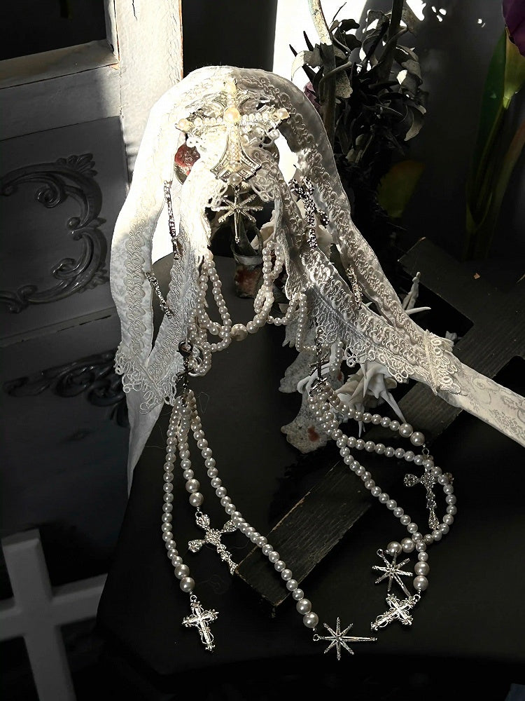 Red/White/Dark Blue/Gray  Gothic Lolita Waist Belt with Cross Decorated