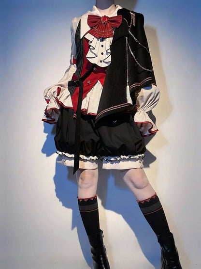 Red and Black Striped Ouji Fashion Waistcoat