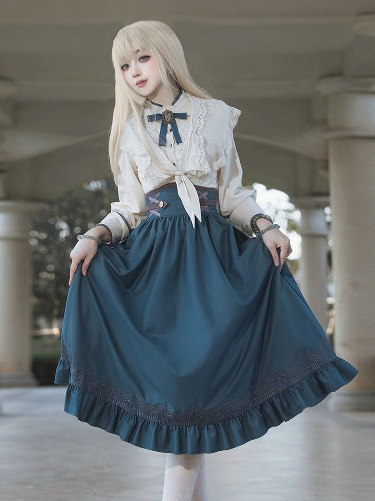 Elegant Beige Pearl-Embellished Lolita Cape - Xiong Dou Jiang