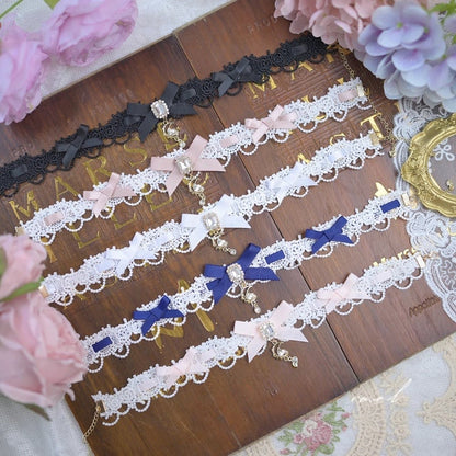 Jirai with Colors Star Bow Choker Moon 5 and Kei Rhinestones