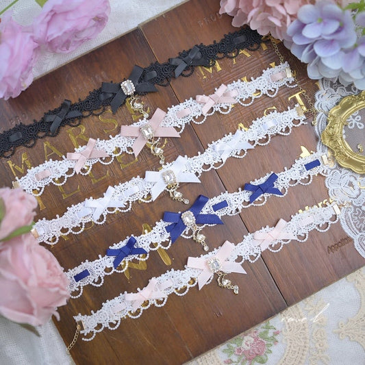 Jirai with Colors Star Bow Choker Moon 5 and Kei Rhinestones