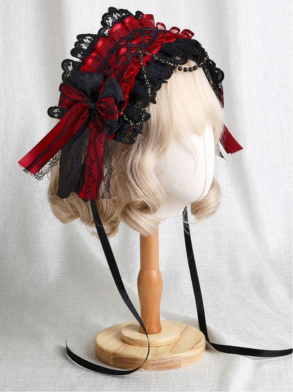 Red Lace Ruffled Black Hairband