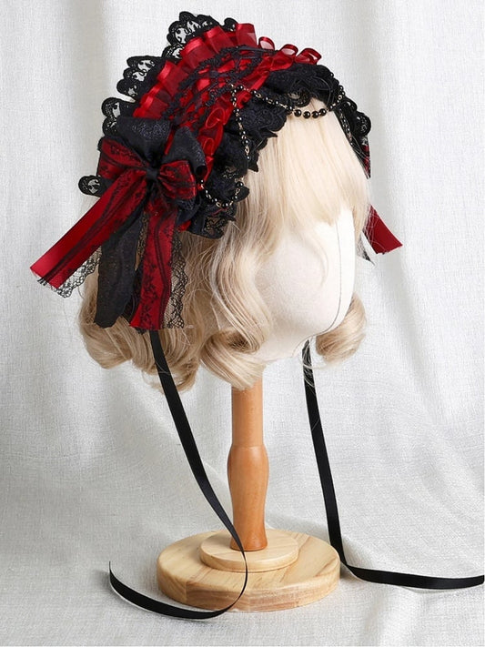 Red Lace Ruffled Black Hairband