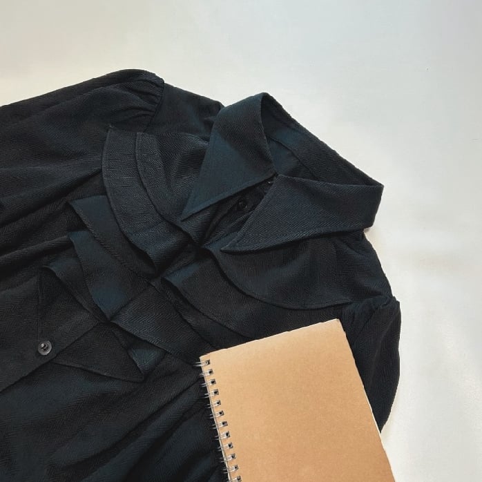 Foldover Pointed Lolita Ouji Long Shirt Sleeves Black Jabot Collar
