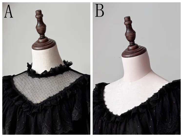 All Black Aristocrat  Gothic Edward Neck / V-neck Top