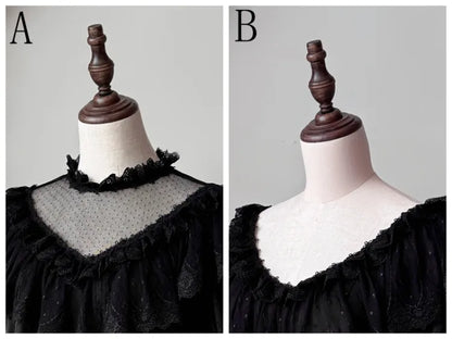 All Black Aristocrat  Gothic Edward Neck / V-neck Top