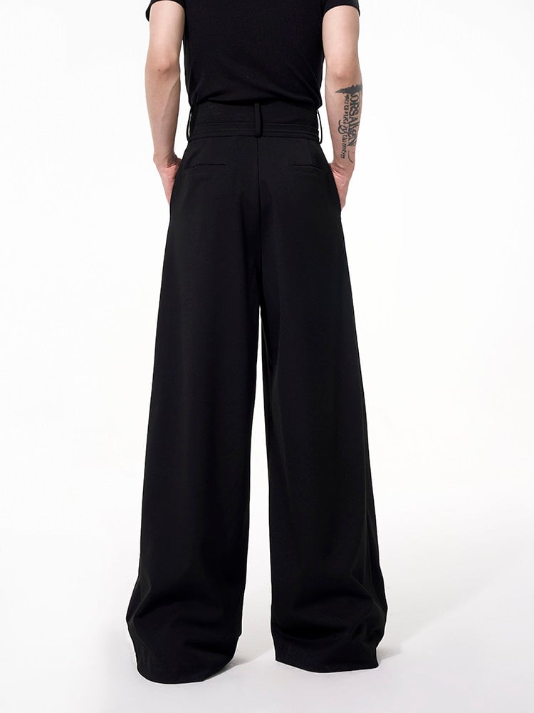 with Wide-leg Waistband Black Men's Pants Dual
