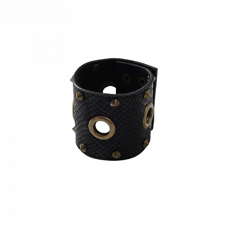 Studded Accent Black Snakeskin Punk Armlet