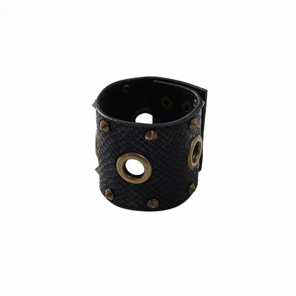 Studded Accent Black Snakeskin Punk Armlet