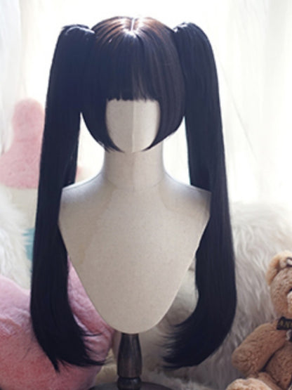 Milk White/Light Blonde/Black Straight Ponytail Claw Clips