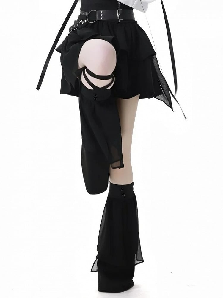 Warmers With Black Tulle Leg Overlay