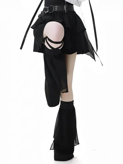 Warmers With Black Tulle Leg Overlay