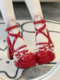 High Wine Heels Ruffled – Lolita Red Lace Dreamy