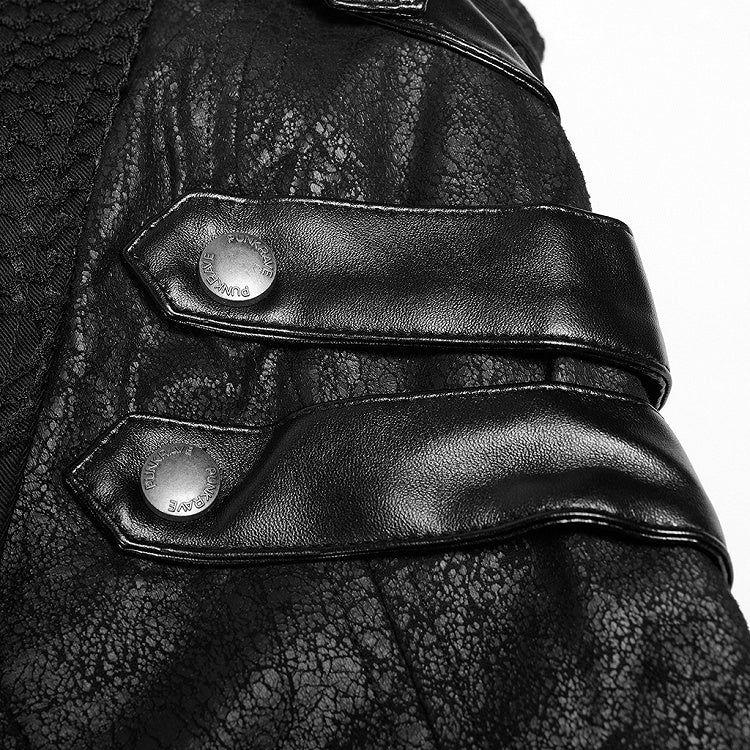 Black Punk Rubberized Faux Leather Windbreaker