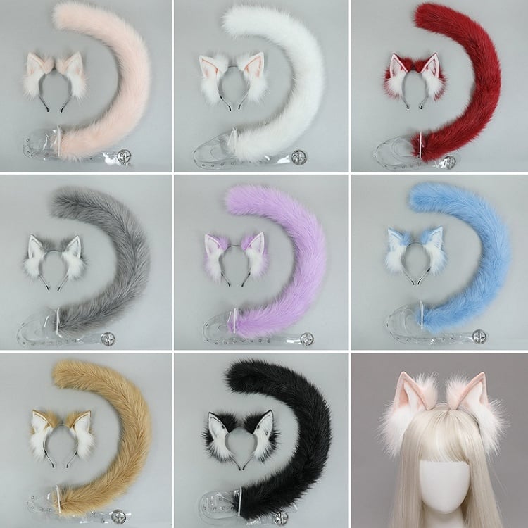 8 Faux Lolita Colors Set + - Fur Kitty KC Tail Cute