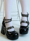 Star Janes Decor and Ornamental Mary with Polished Clasp Platform High-heel Black Chain Removable
