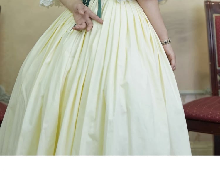 歴史的衣装 ライトイエロー ボーン入り ボディス トップセット