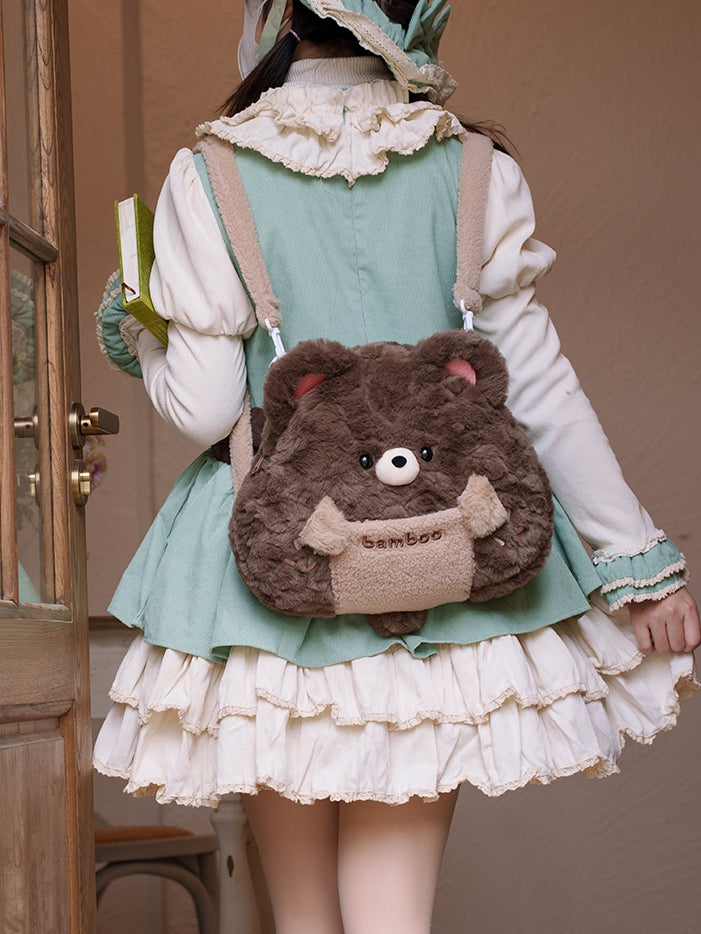 Bear Cute Plush Backpack Brown