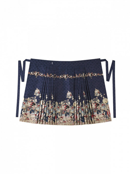 Ming-style Long Mamian Skirt with Rabbit Embroidery - Zao Jing Ji