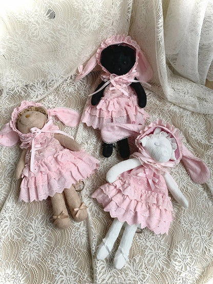 Pink Rosette and Bowknot Dress + Bunny Ears Hat