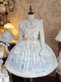 Off-white Sweet Winter Lolita Jumper Skirt with Bear and Snowflake Print