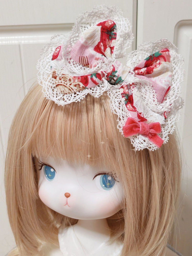 Options Lolita 2 Bowknot Color Sweet Strawberry Pattern Hairclip