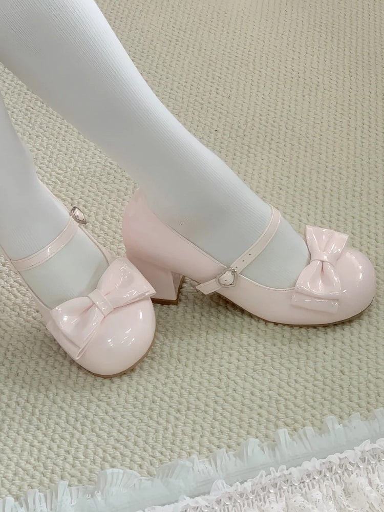 - Pink Lolita Janes Toe Round PU Mary Sweet