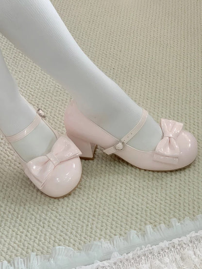 - Pink Lolita Janes Toe Round PU Mary Sweet