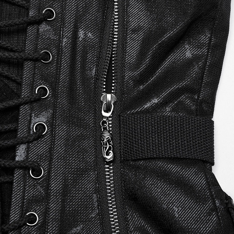 Black Tube Punk Drawstring Top