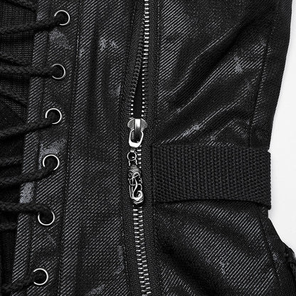 Black Tube Punk Drawstring Top