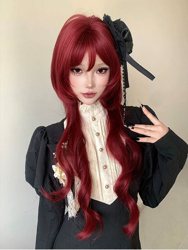 Red 72cm Roman Curly Air Bang Wig - YSHXS