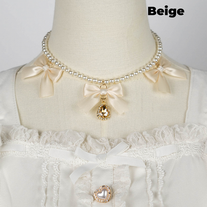 Jirai Kei Halskette mit Schleifen und Strassperlen