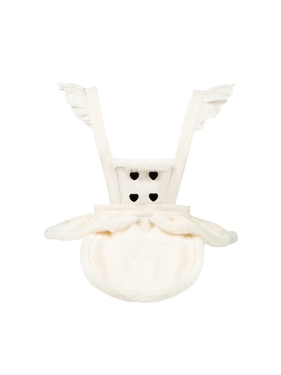 Süße Lolita-Schürze mit cremefarbenem Plüschbesatz