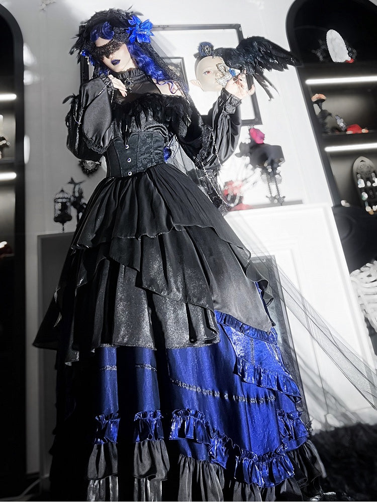 Gothic Lolita Boned High Waist Layered Long Skirt