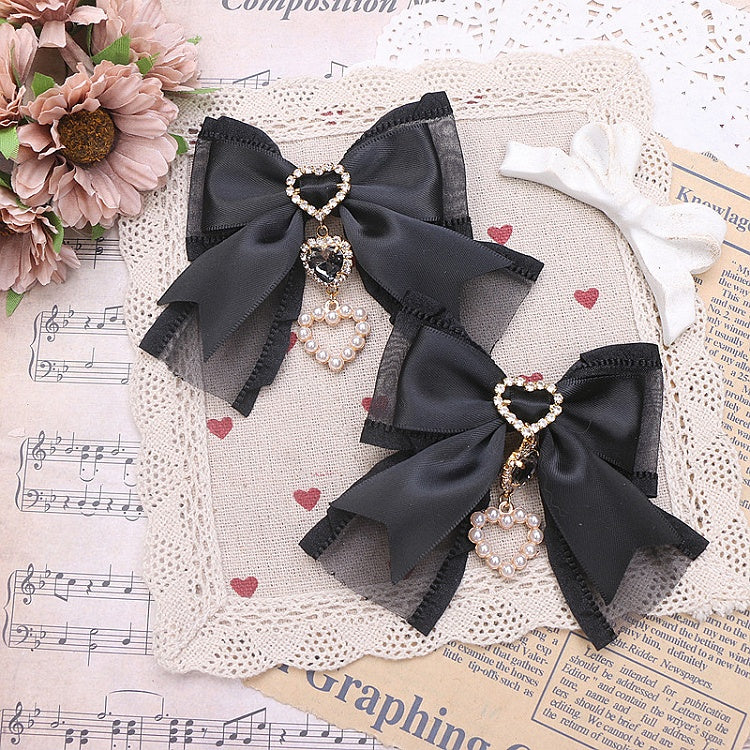 6 Heart Hairclip Options Kei Jirai Color Bowknot Charm
