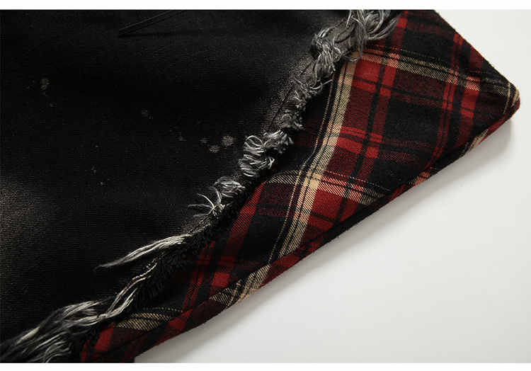 ブラック スプリットカフス ダメージ加工 フレアジーンズ レースアップ