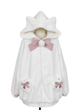 12 Kitty-Ear Jacket Bows Detachable Hooded with Pompom Jirai Available Colors Plush Kei