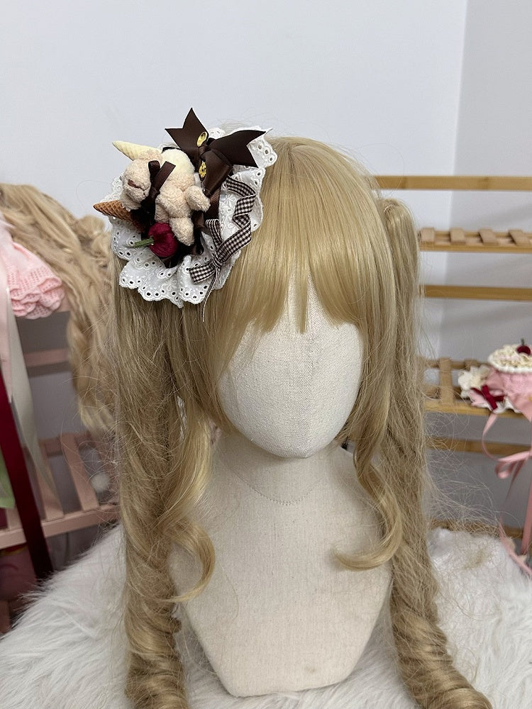 with Bear Blue/Yellow/Pink Teddy Hairclip Cream Sweet Ice Lolita and Decorations