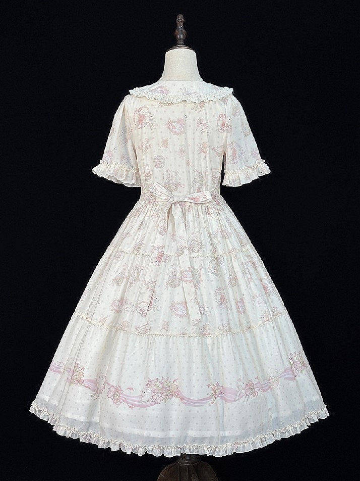 Pink Floral Lamb Print Casual Dress - Miss Point