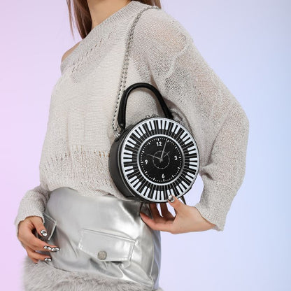 Clock Charm Chain Round Bag – Waterproof Soft Girl Crossbody Shoulder Handbag | LilyVow