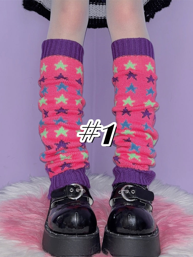 ストライプ柄ニットレッグウォーマー