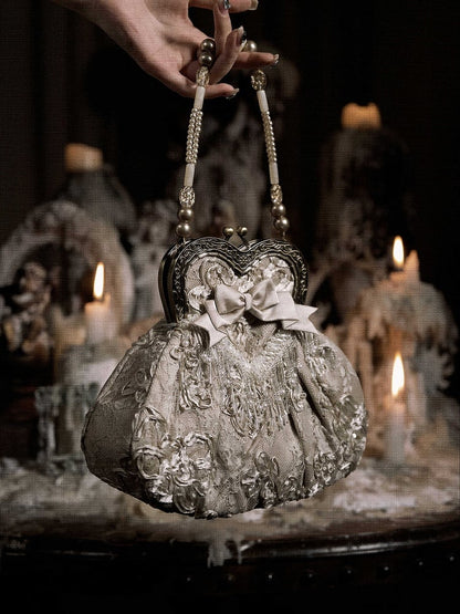 Vintage Hand Bead Kiss-lock Tassels Closure Bag