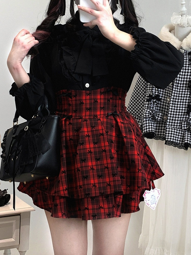 Blouse Bow Kei | Jirai Tie Lace with Shoulder Detachable Cut-Out