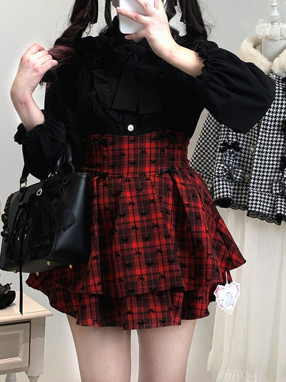 Blouse Bow Kei | Jirai Tie Lace with Shoulder Detachable Cut-Out