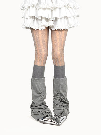 Flared Leg Ruched Loose Black/White/Gray Warmers