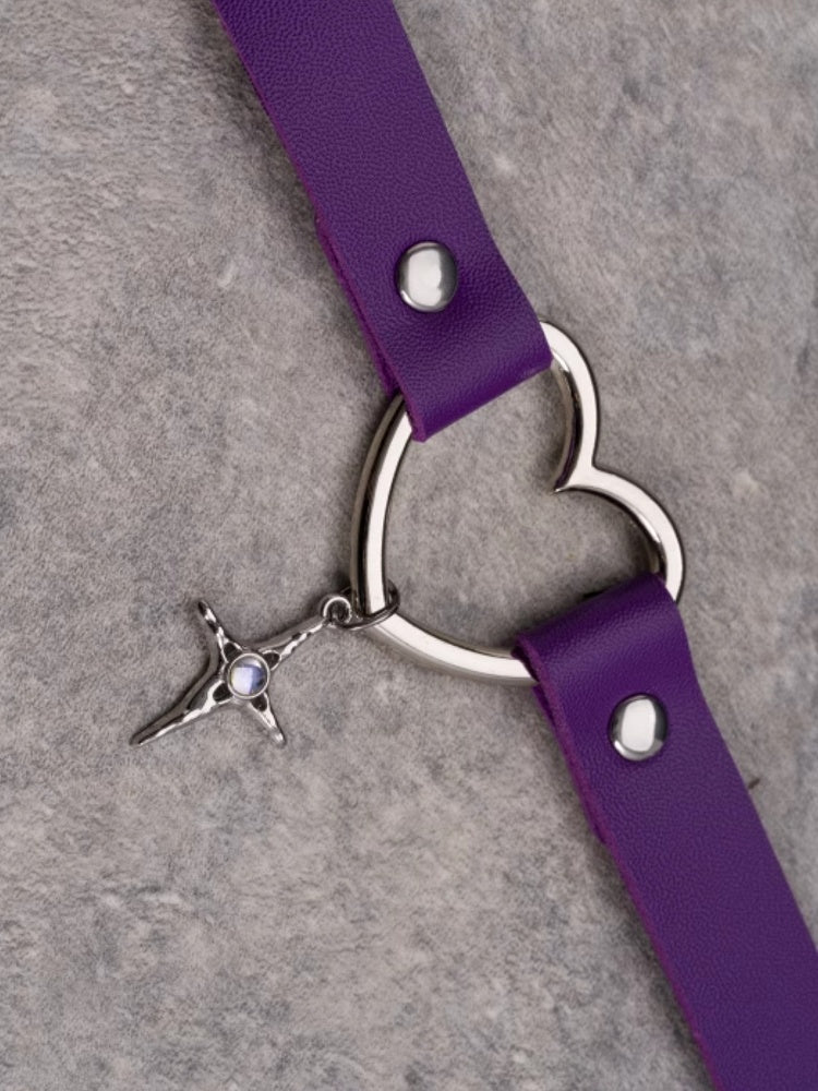 Gothic Cross Purple Pendant Heart Choker