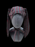 Red Chin Striped Strap Hat Ear Bunny with Grey