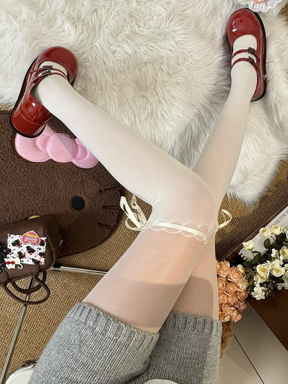 White Self-tie Decorated Tights Straps