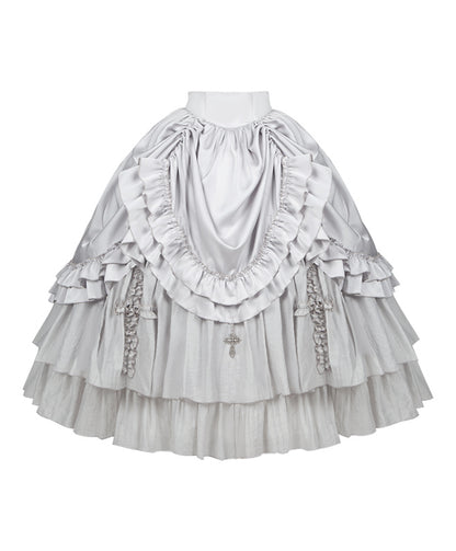 Boned with Design Gothic Silver Drawstring and Waist Cross Lolita Skirt Charm