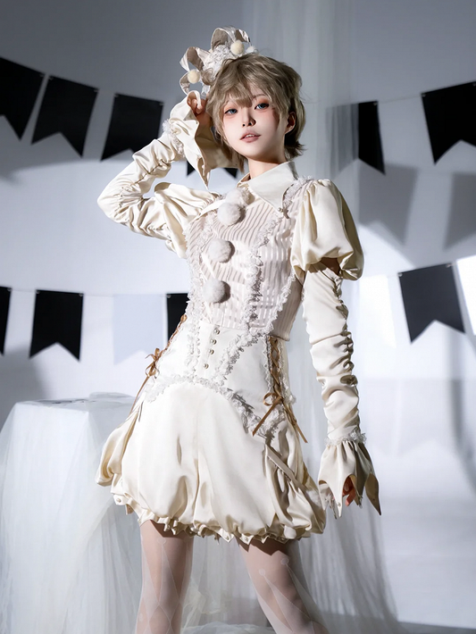 Ouji Collar Clown Lolita - Vibes Outfit Pointed Circus Apricot